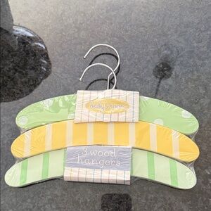 Baby's Room Decorative Wood Hangers - Green & Yellow Stripes Three NEW